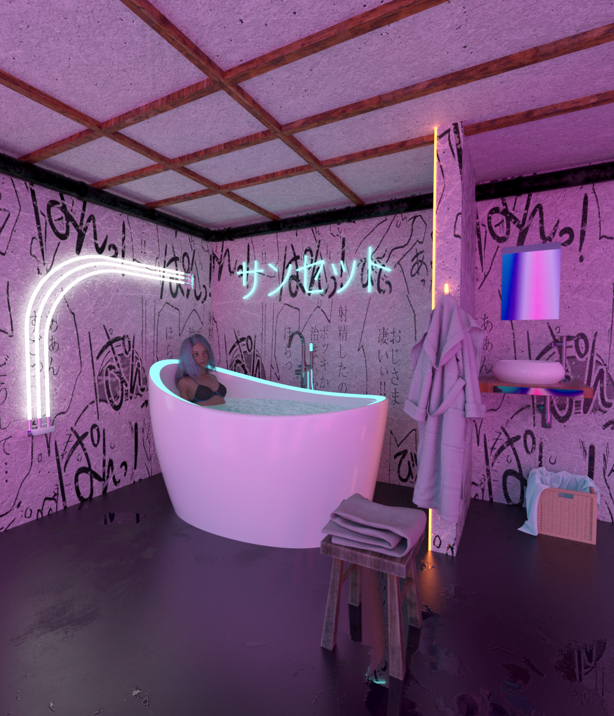 Neon Bathroom for Daz and Poser by N/A