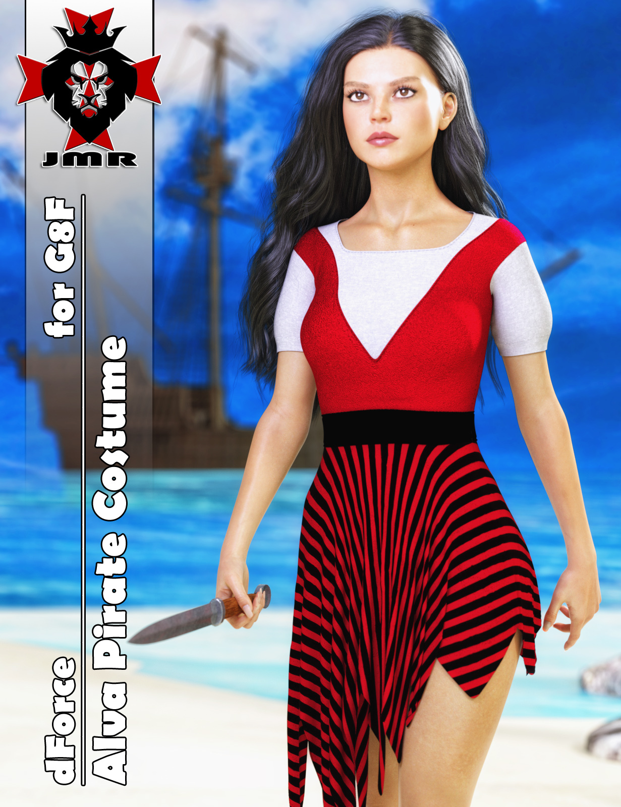 JMR dForce Alva Pirate Costume for G8F by N/A