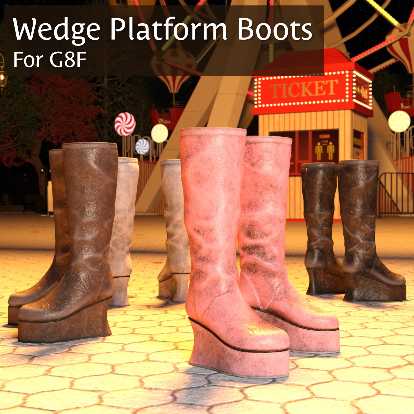 Wedge Platform Boots for G8F by N/A