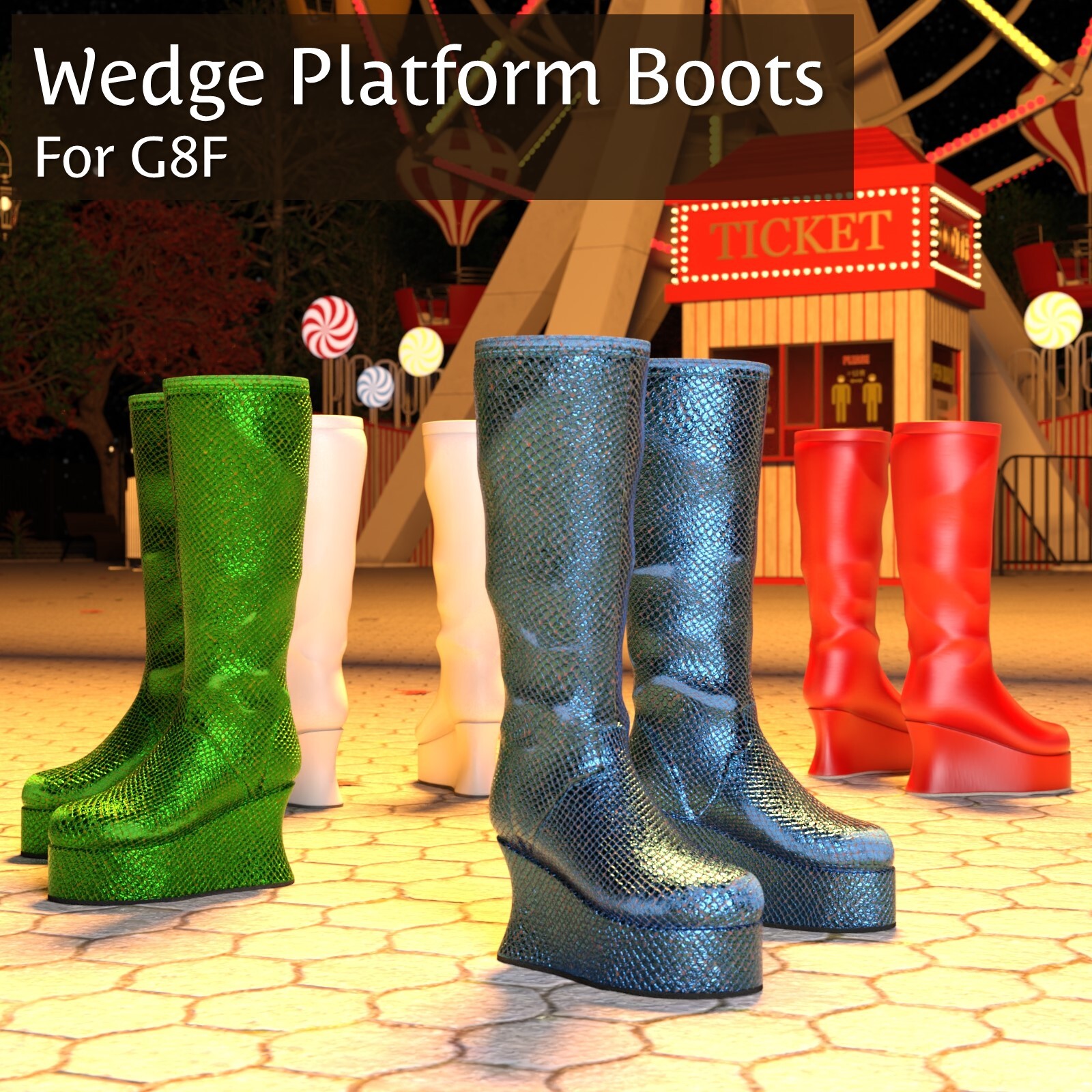 Wedge Platform Boots for G8F by N/A