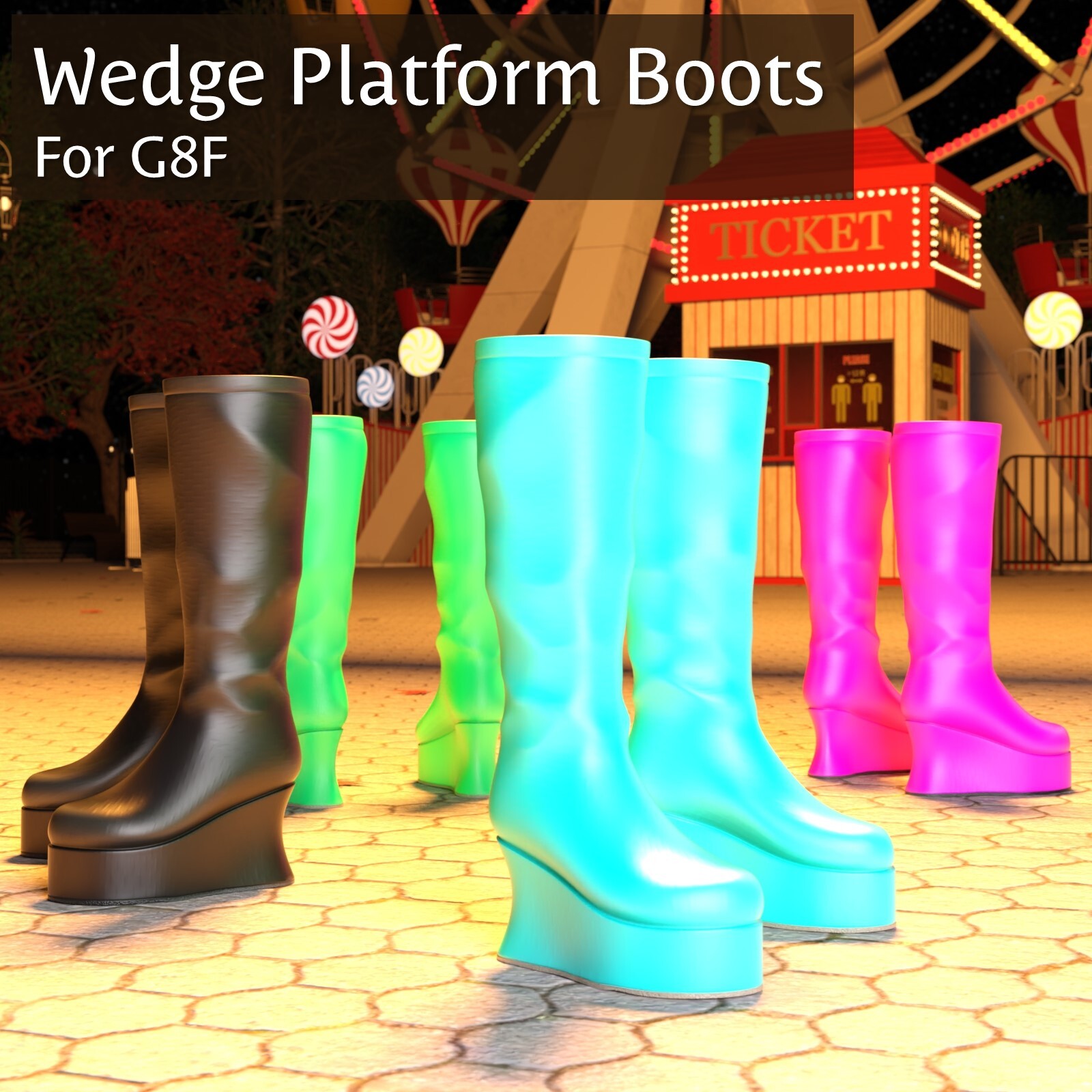 Wedge Platform Boots for G8F by N/A