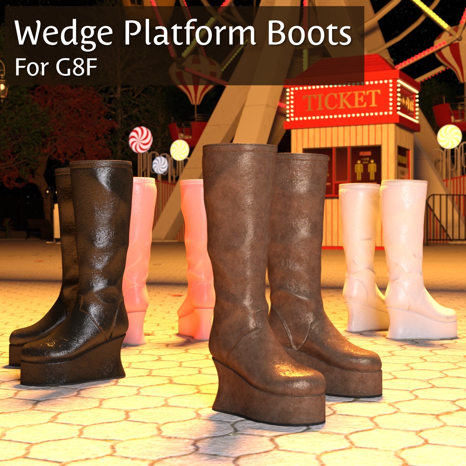 Wedge Platform Boots for G8F by N/A