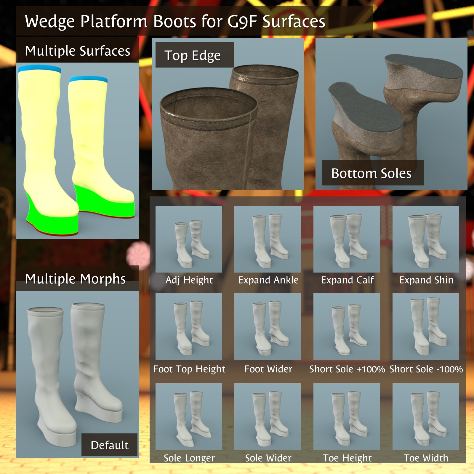 Wedge Platform Boots for G8F by N/A