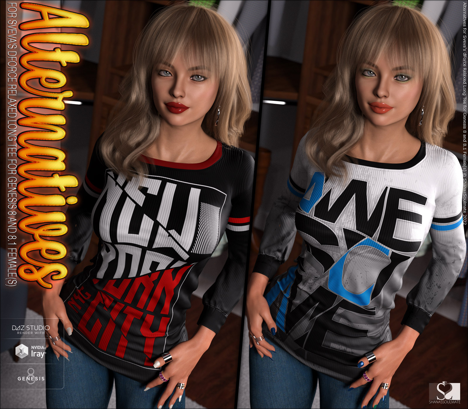Alternatives for dForce Relaxed Long Tee for Genesis 8 and 8.1 Female(s) by N/A