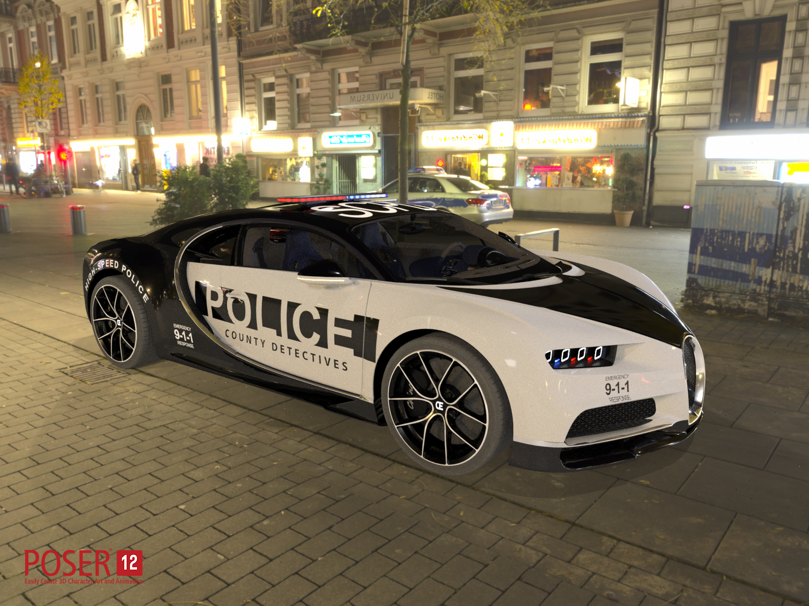 Police sports car for Daz and Poser by N/A
