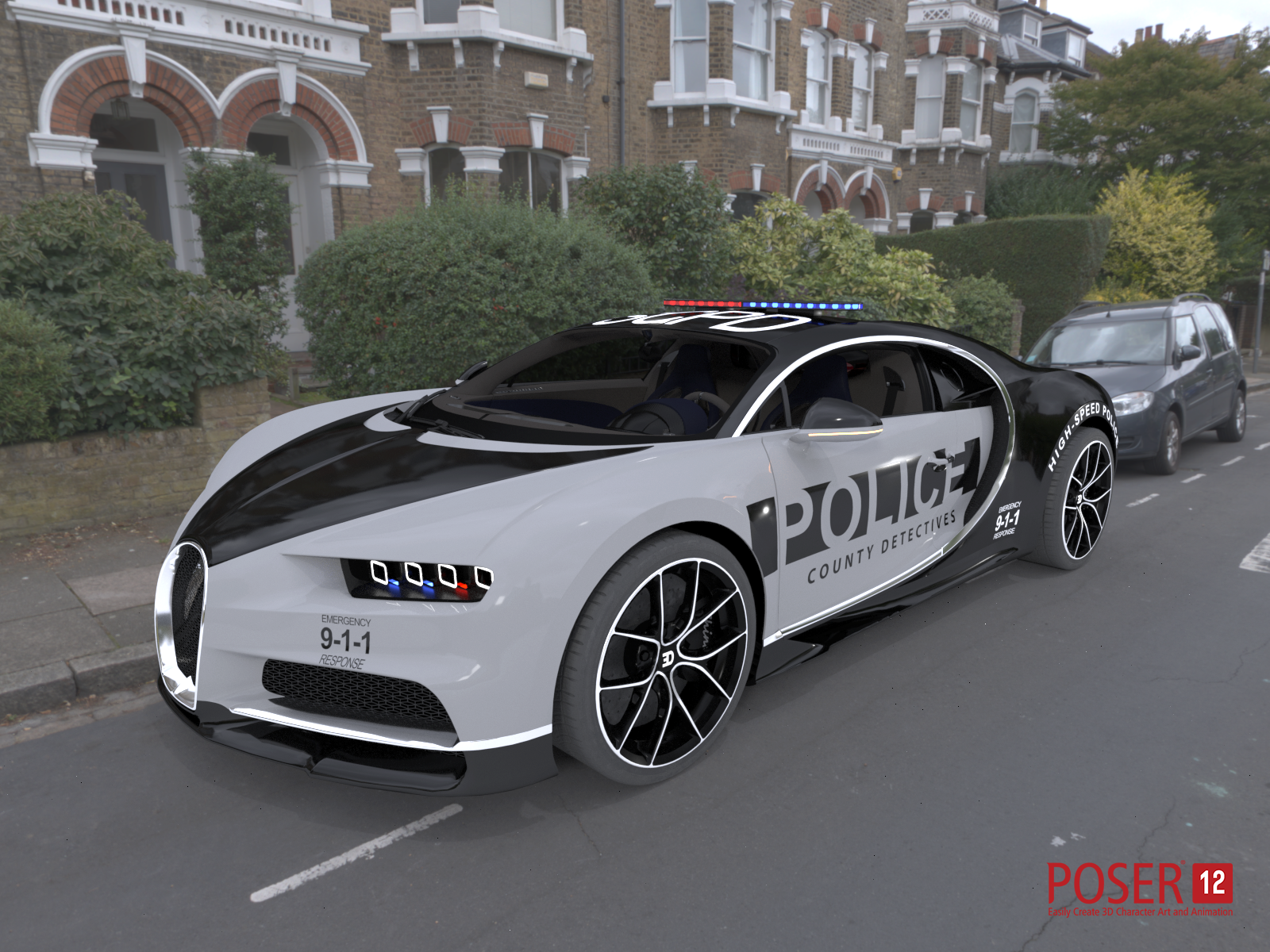 Police sports car for Daz and Poser by N/A
