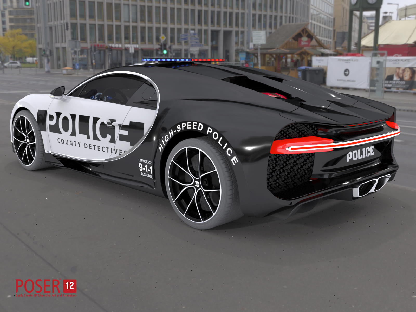 Police sports car for Daz and Poser by N/A
