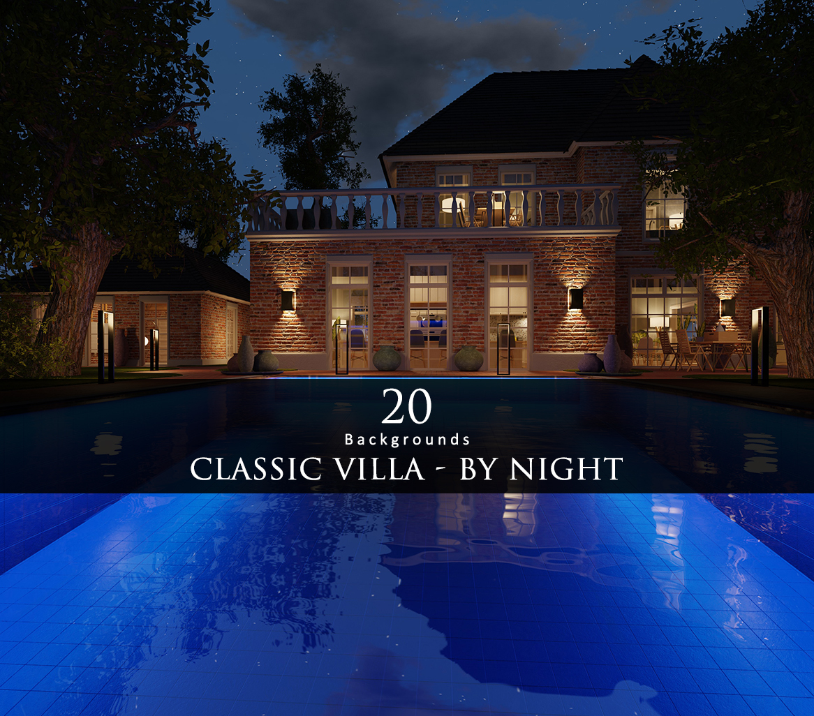 Classic Villa By Night by N/A