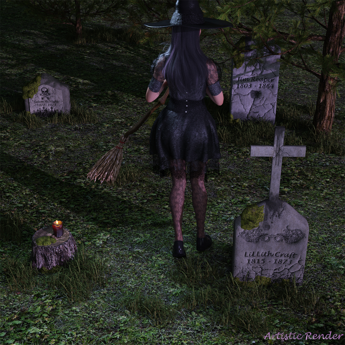 Cracked Tombstone Prop Set for Daz Studio by N/A
