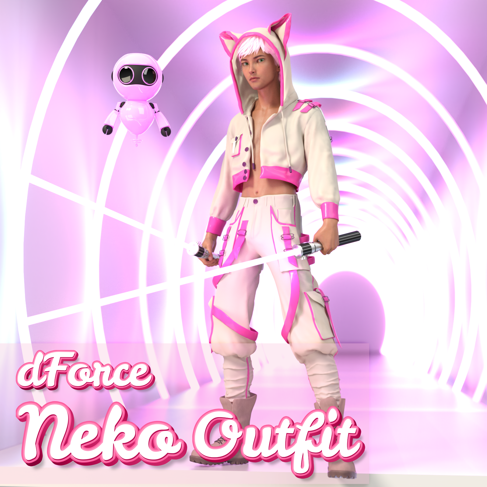 dForce Neko Outfit for Genesis 8 Male by N/A