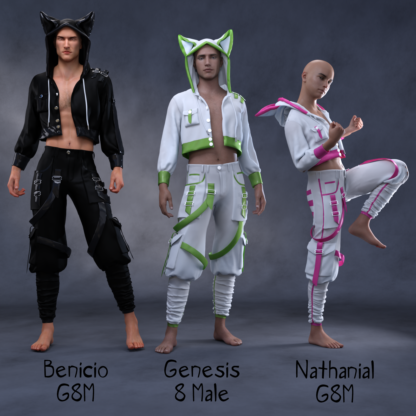 dForce Neko Outfit for Genesis 8 Male by N/A