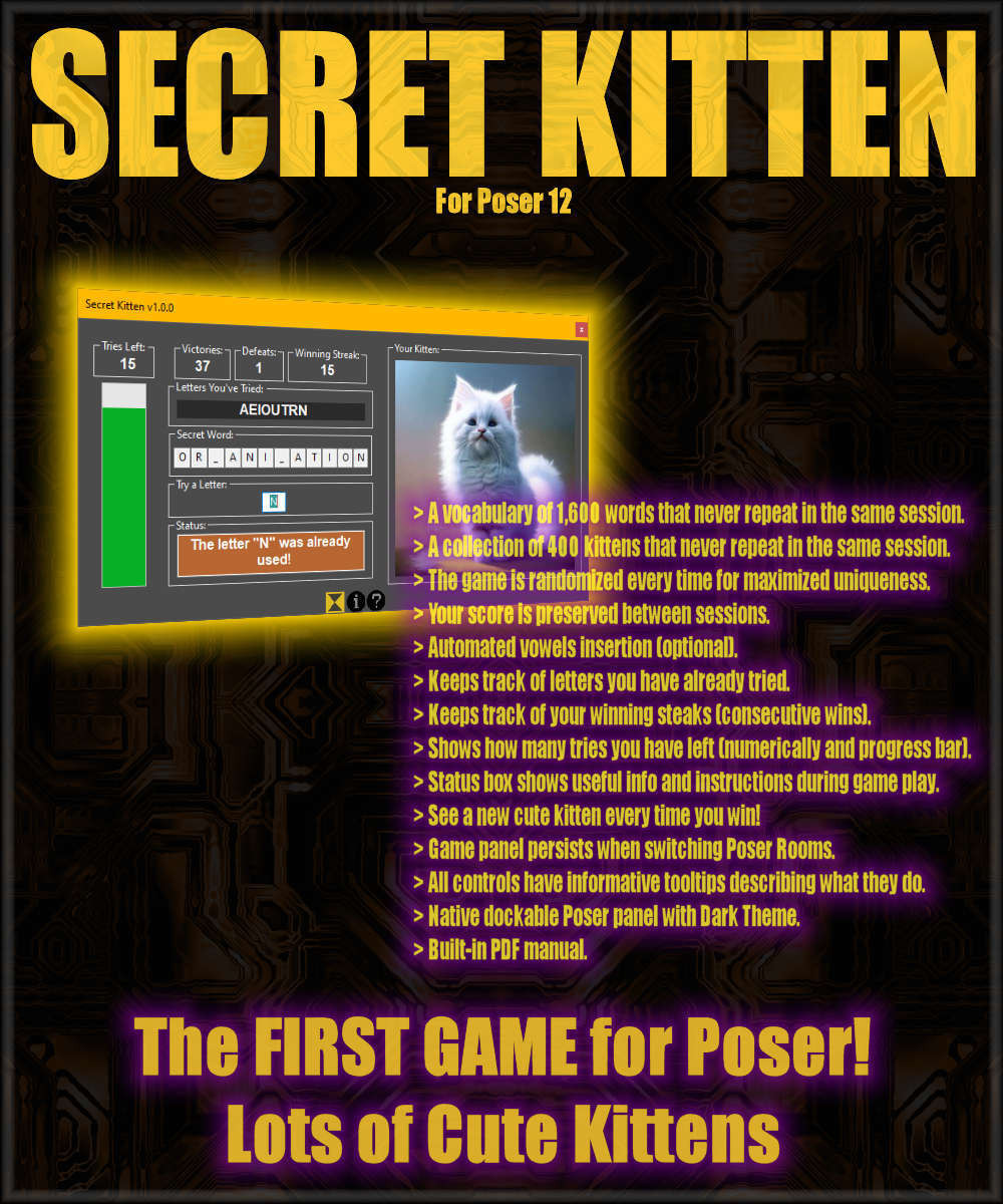 Secret Kitten for Poser 12 by N/A