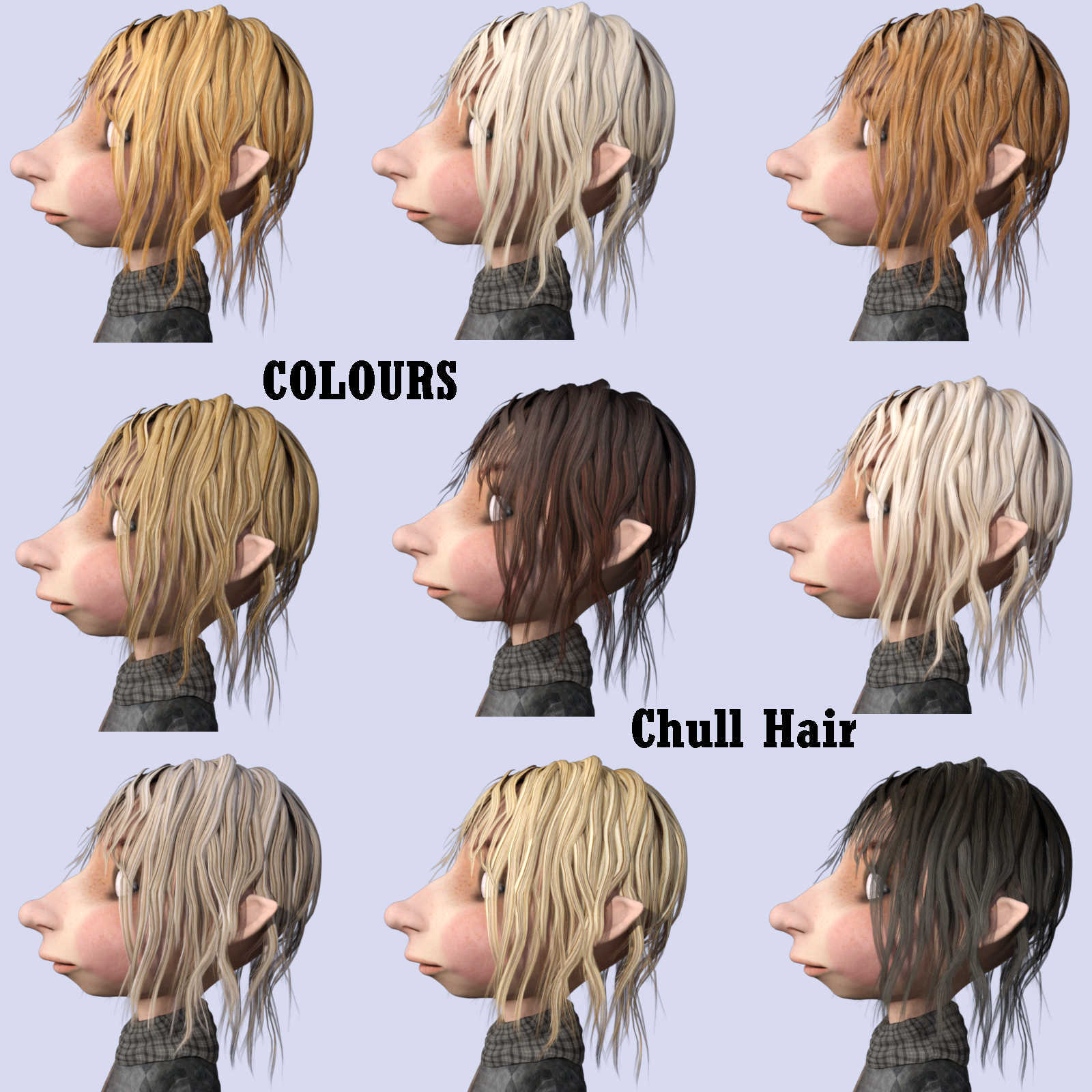 COLOURS for Chull Hair in Daz Studio by N/A