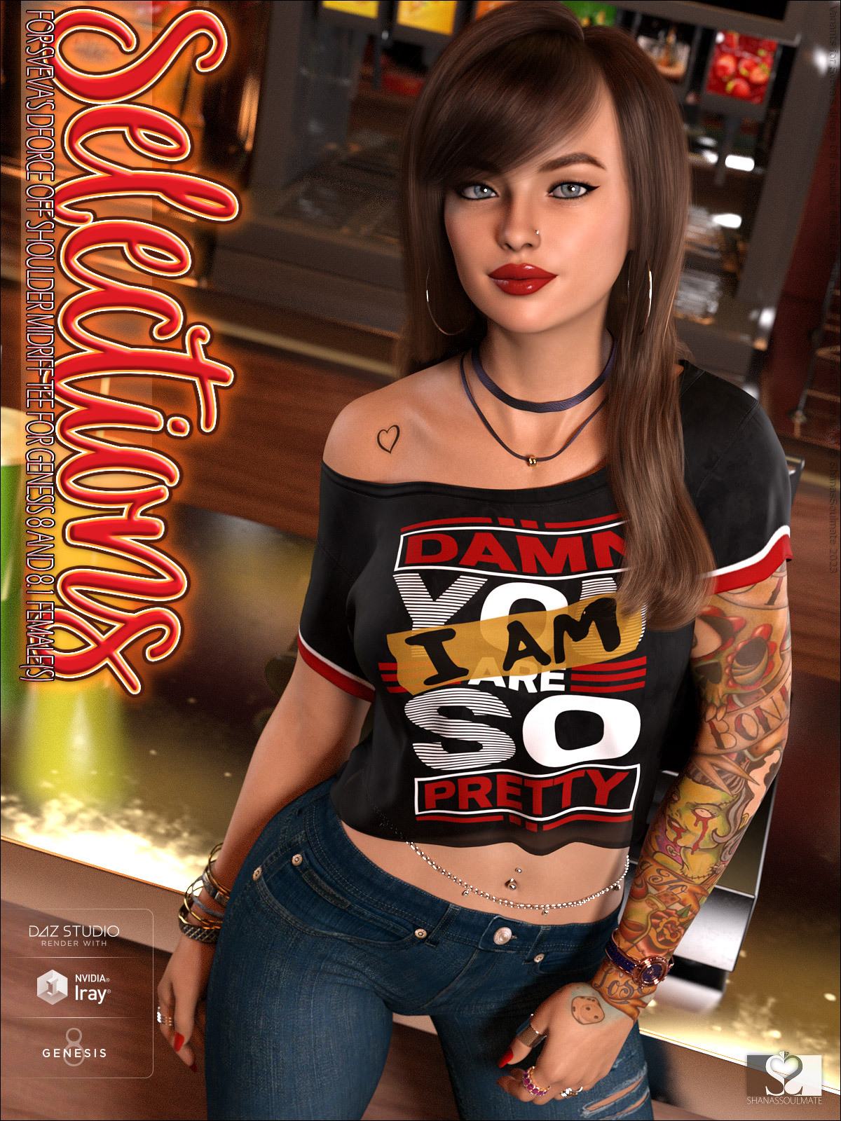 Selections for dForce Off Shoulder Midriff Tee for Genesis 8 and 8.1 Female(s) by N/A