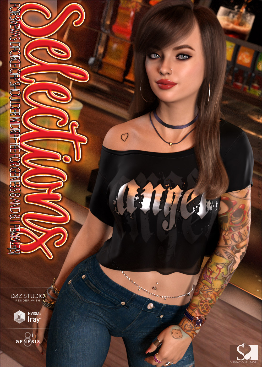 Selections for dForce Off Shoulder Midriff Tee for Genesis 8 and 8.1 Female(s) by N/A