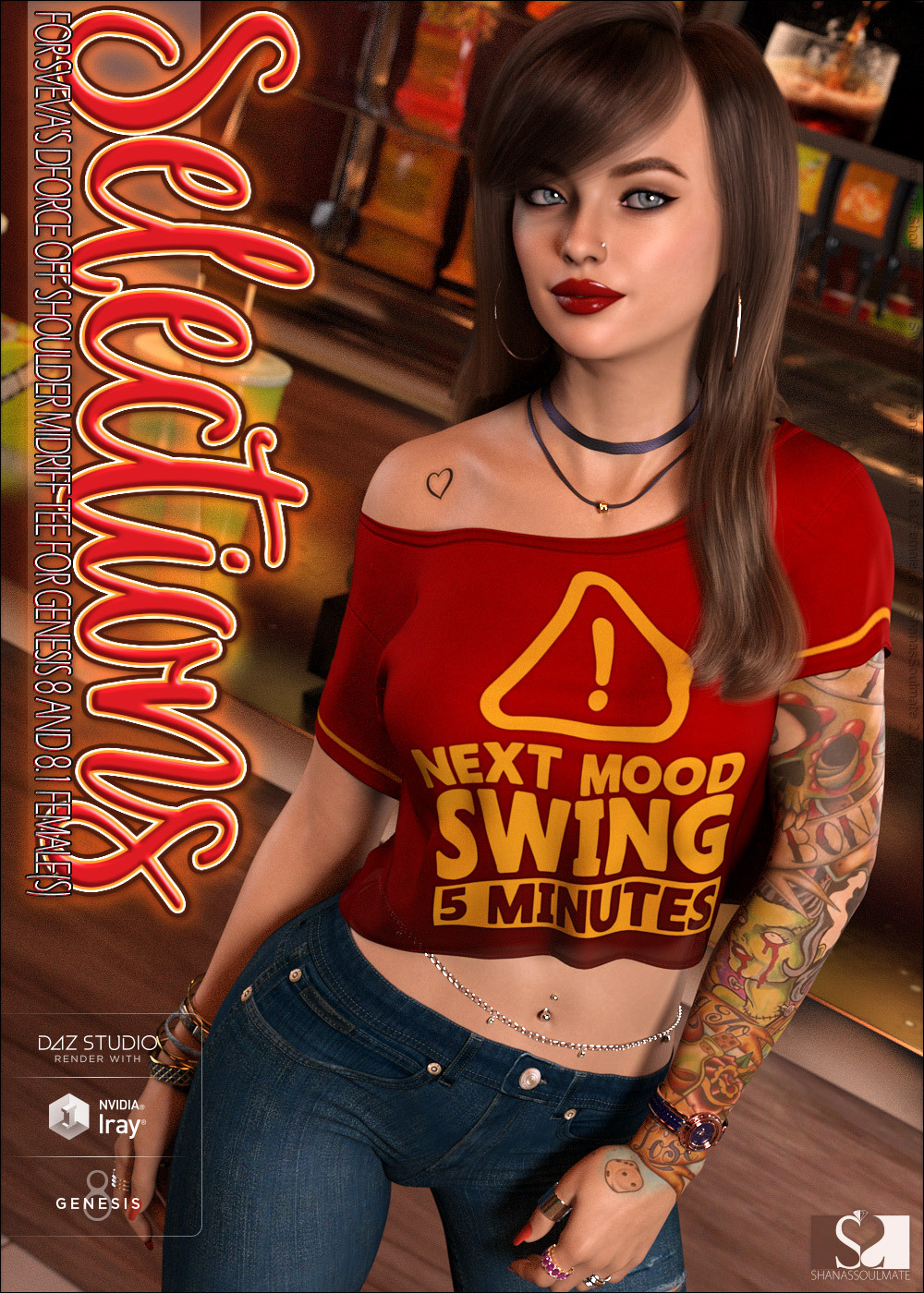 Selections for dForce Off Shoulder Midriff Tee for Genesis 8 and 8.1 Female(s) by N/A