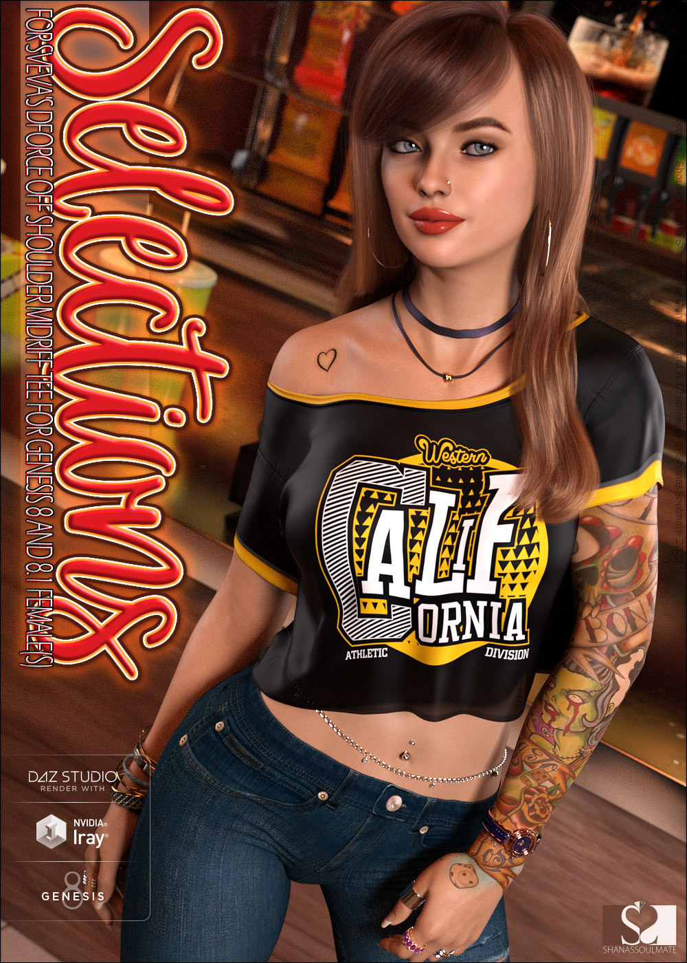 Selections for dForce Off Shoulder Midriff Tee for Genesis 8 and 8.1 Female(s) by N/A