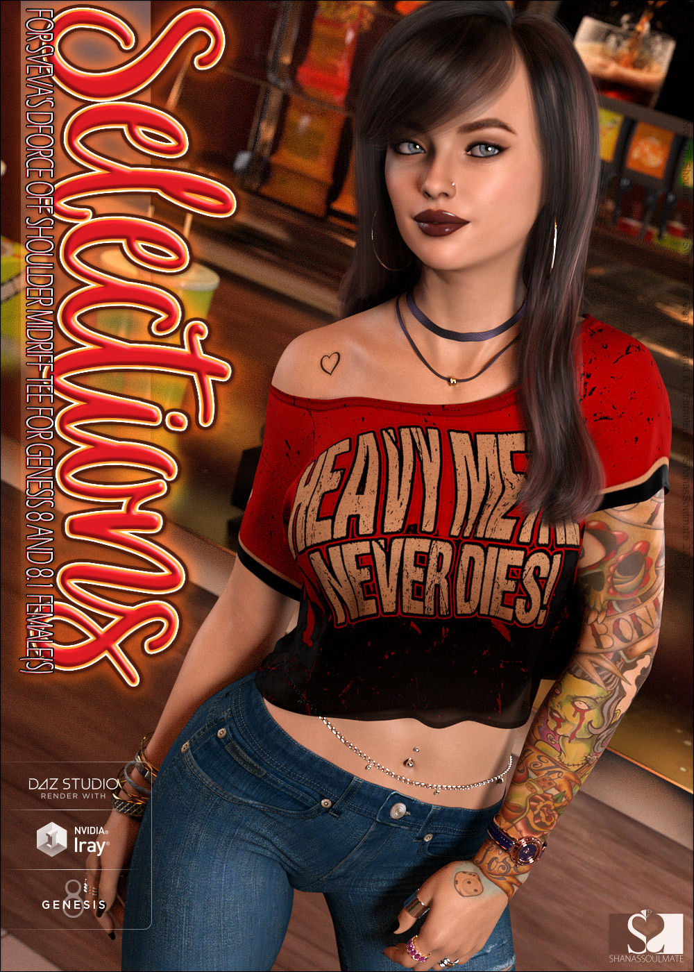 Selections for dForce Off Shoulder Midriff Tee for Genesis 8 and 8.1 Female(s) by N/A