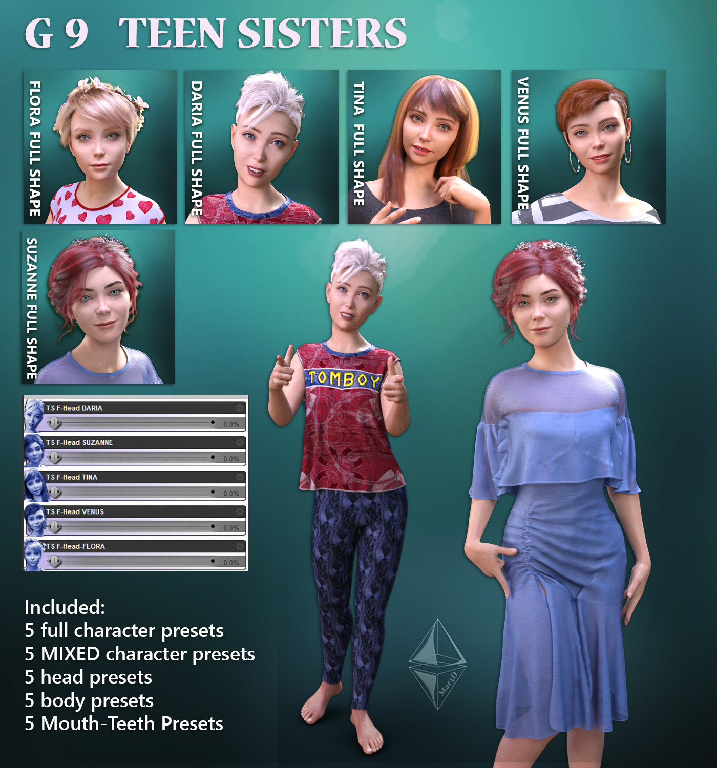G9 Teen Sisters - Full Character Shapes by N/A