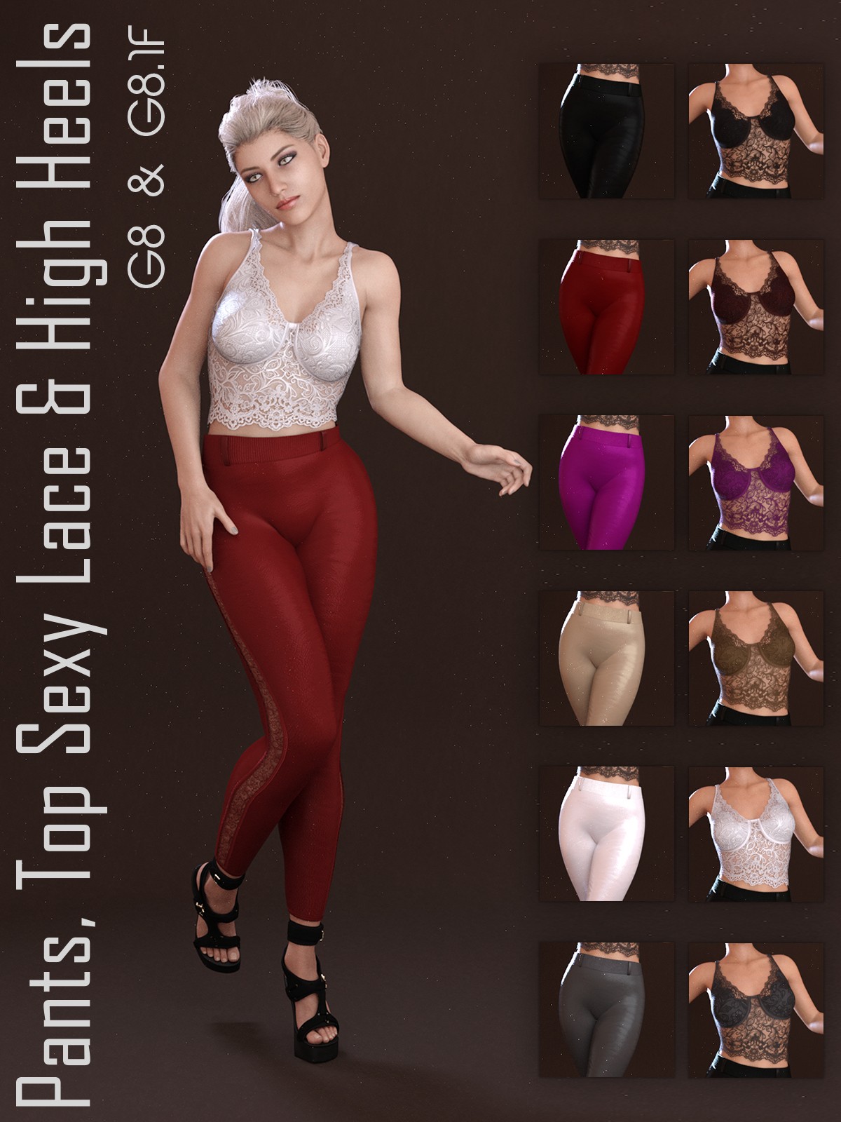 Pants, Top Sexy Lace & High Heels for G8 & G8.1 by N/A
