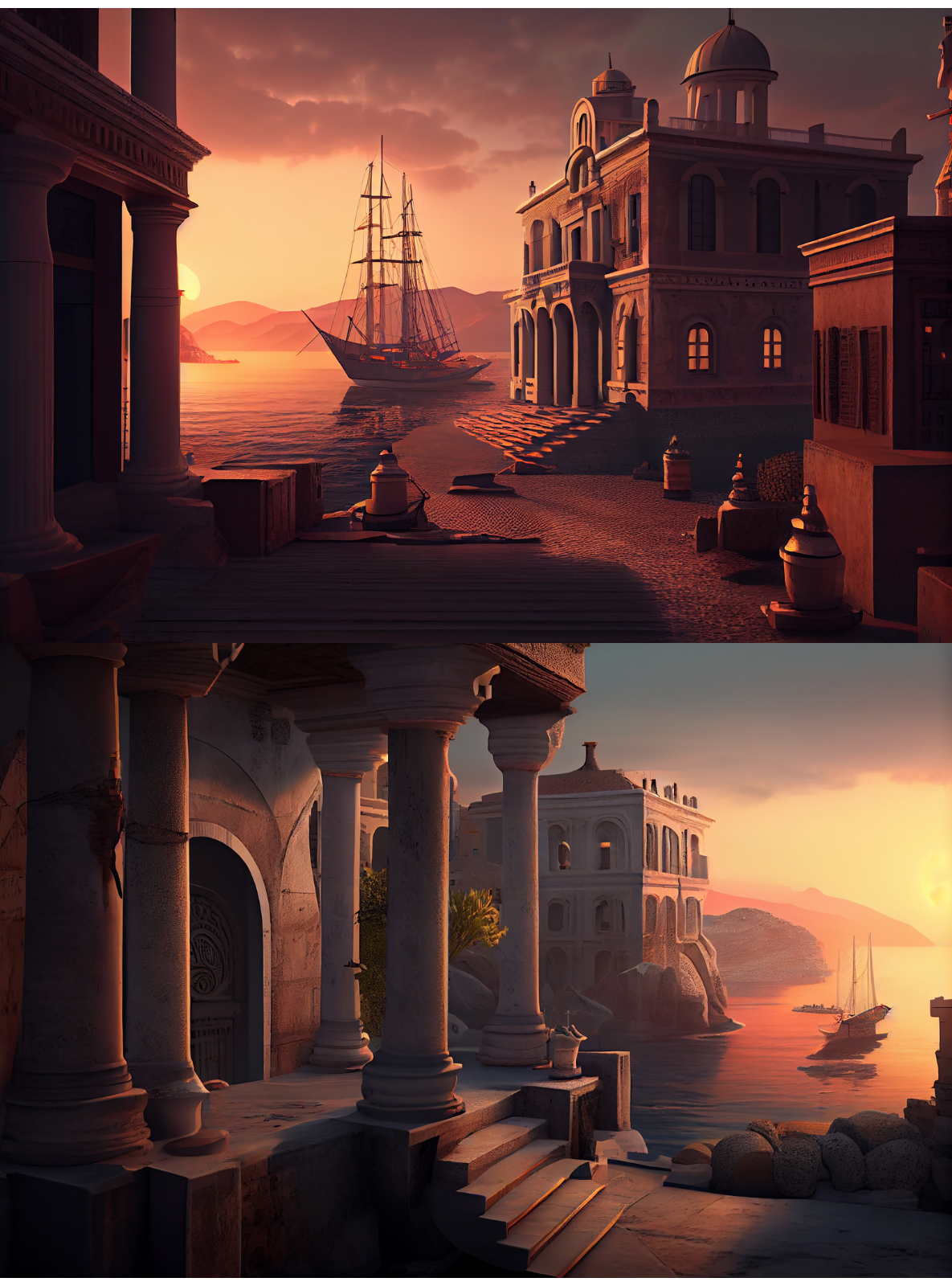 Greek Port City by N/A