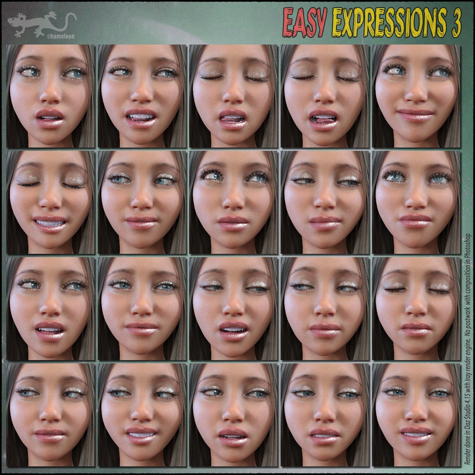 Easy Expressions 3 for Genesis 8.1 Female by N/A