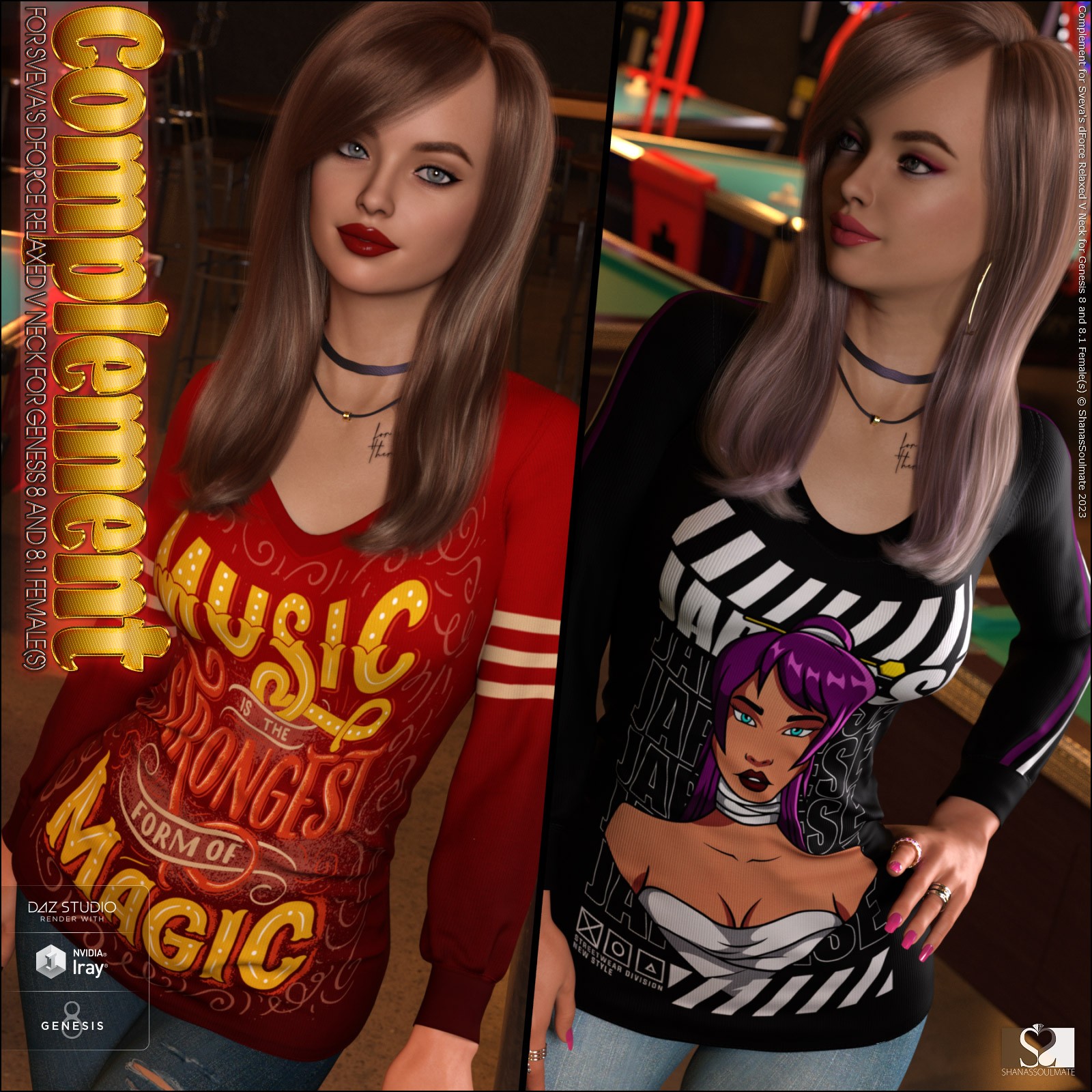 Complement for dForce Relaxed V Neck for Genesis 8 and 8.1 Females by N/A