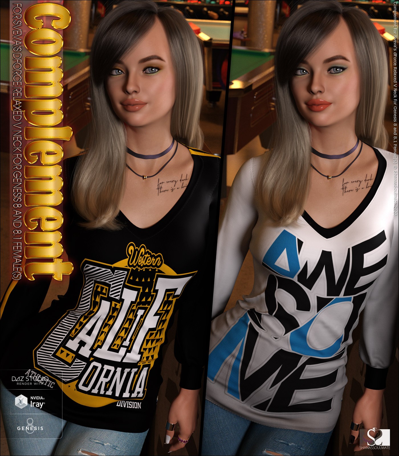 Complement for dForce Relaxed V Neck for Genesis 8 and 8.1 Females by N/A