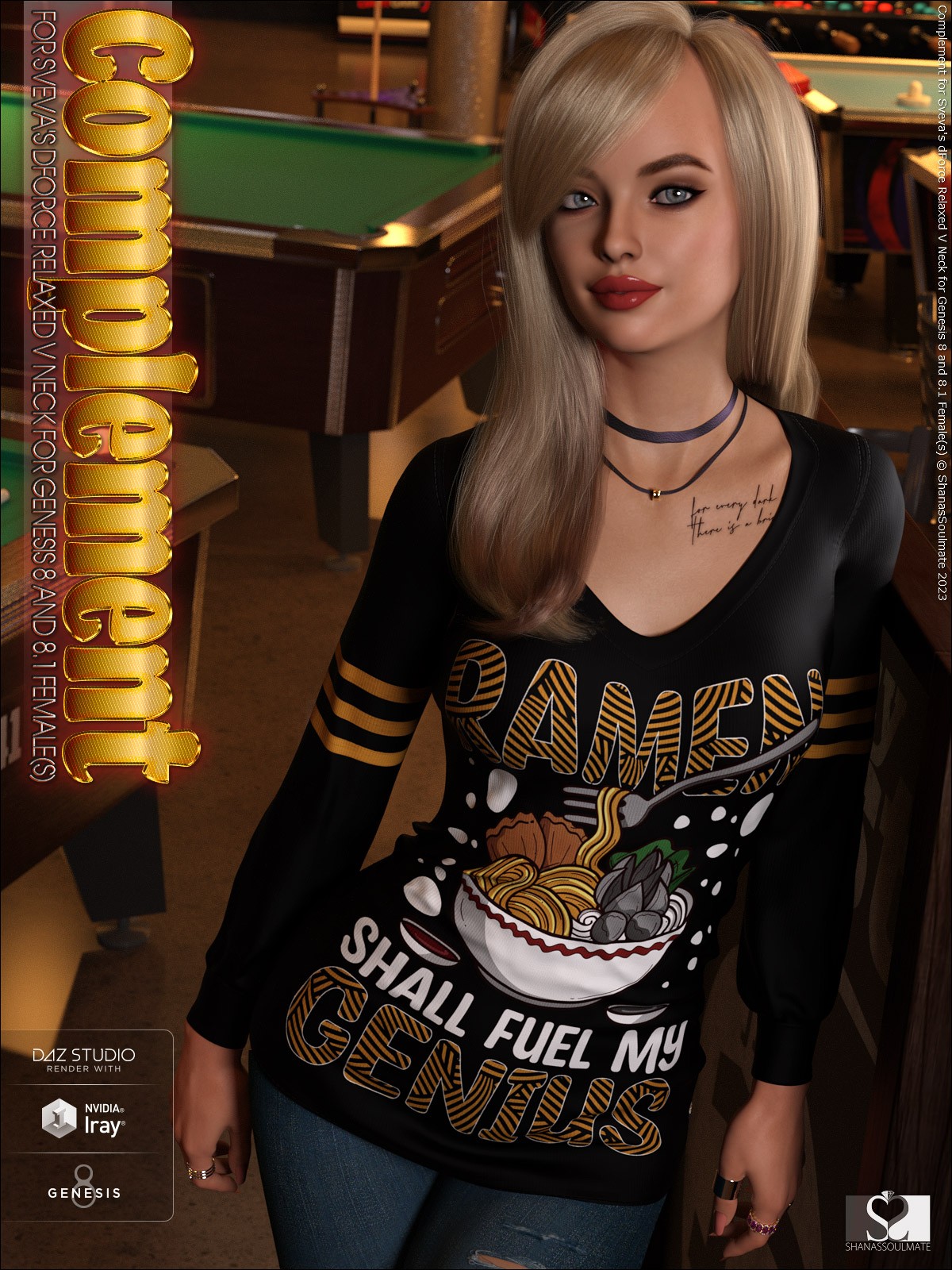 Complement for dForce Relaxed V Neck for Genesis 8 and 8.1 Females by N/A
