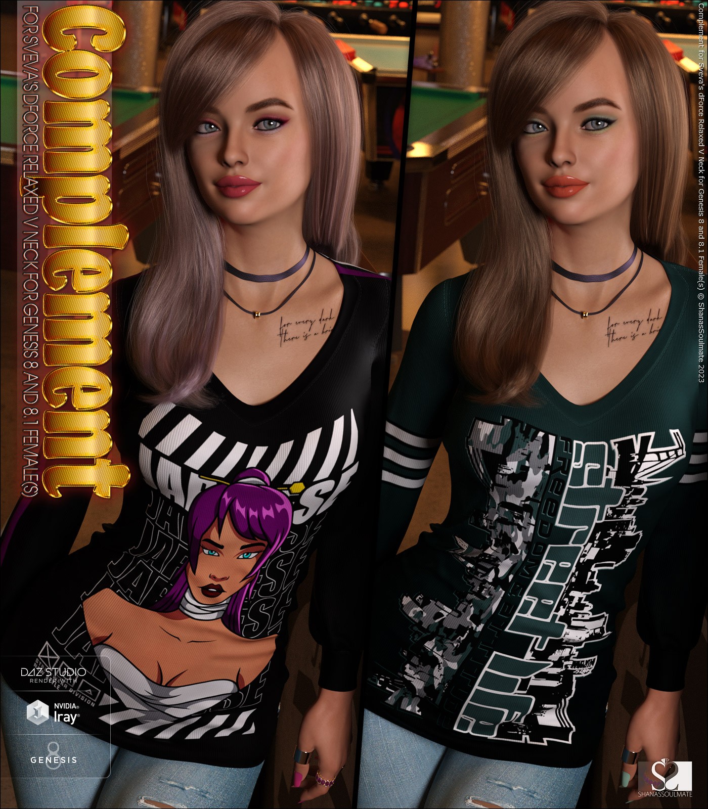 Complement for dForce Relaxed V Neck for Genesis 8 and 8.1 Females by N/A