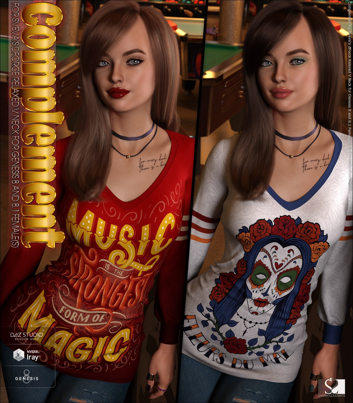 Complement for dForce Relaxed V Neck for Genesis 8 and 8.1 Females by N/A