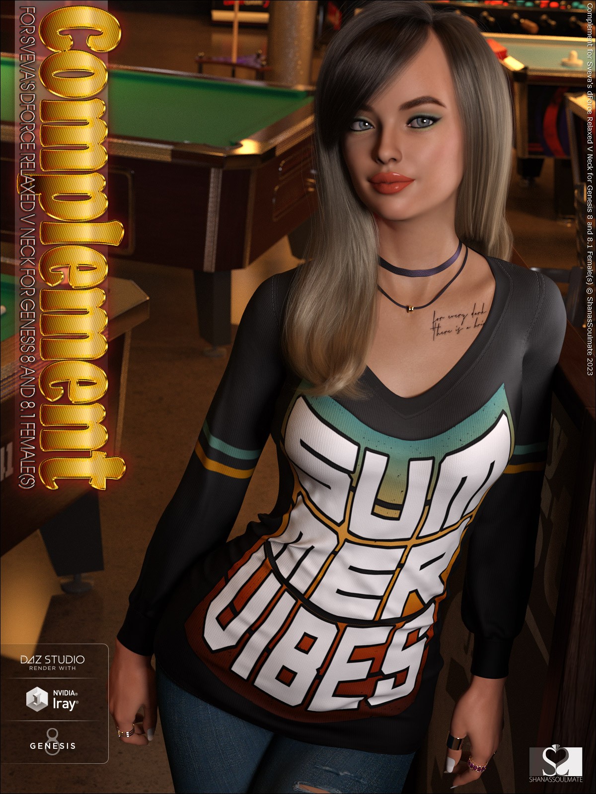 Complement for dForce Relaxed V Neck for Genesis 8 and 8.1 Females by N/A
