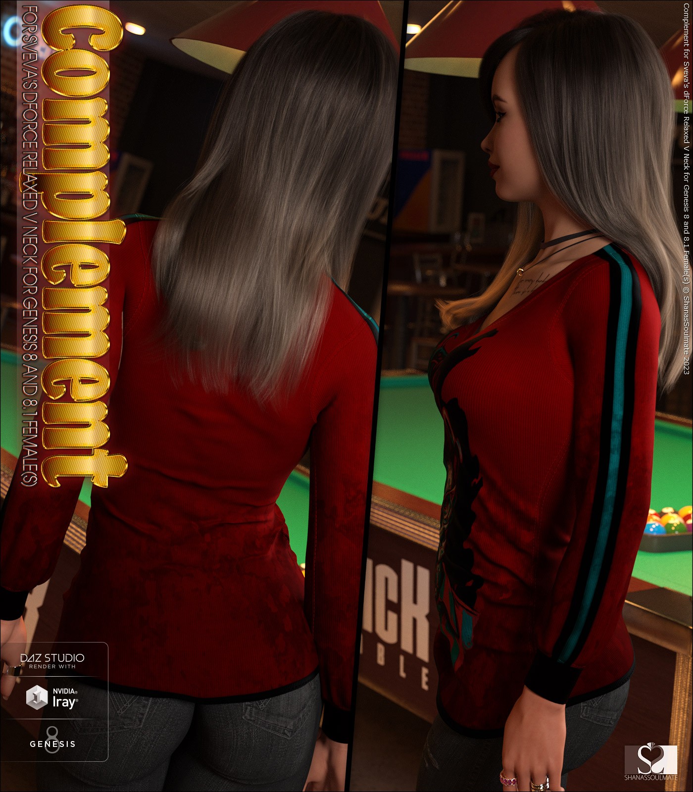 Complement for dForce Relaxed V Neck for Genesis 8 and 8.1 Females by N/A