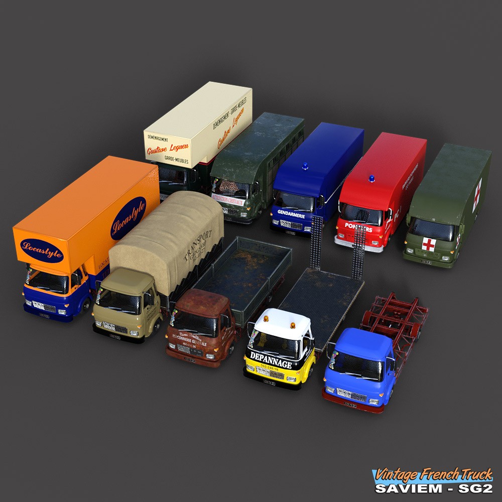 Vintage French Truck Saviem-SG2 for Daz Studio by N/A