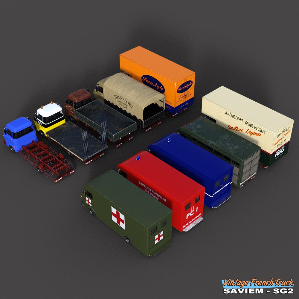 Vintage French Truck Saviem-SG2 for Daz Studio by N/A