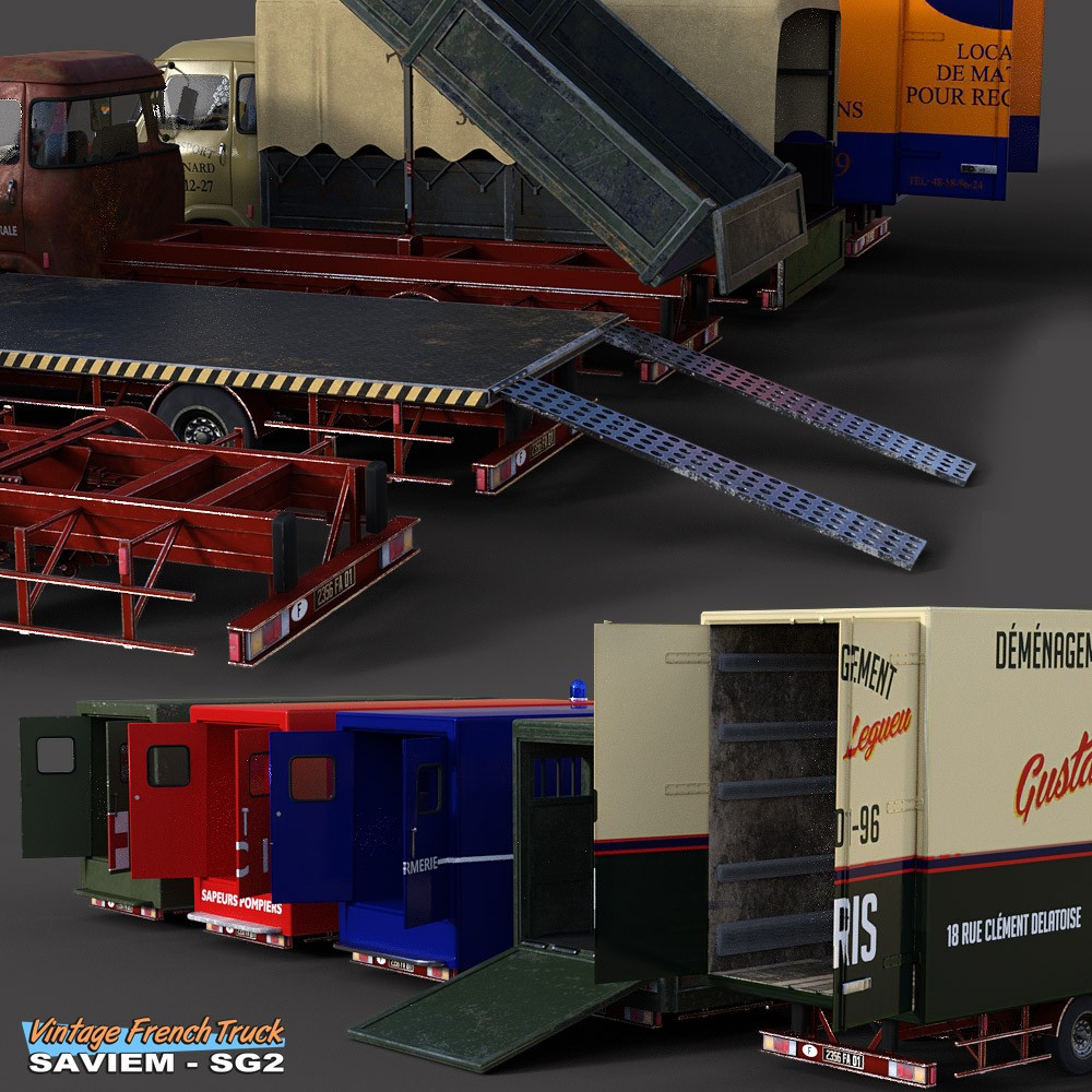 Vintage French Truck Saviem-SG2 for Daz Studio by N/A
