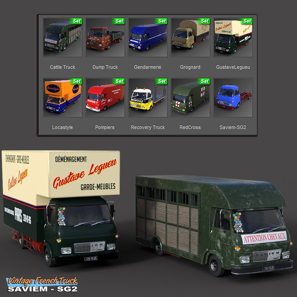 Vintage French Truck Saviem-SG2 for Daz Studio by N/A