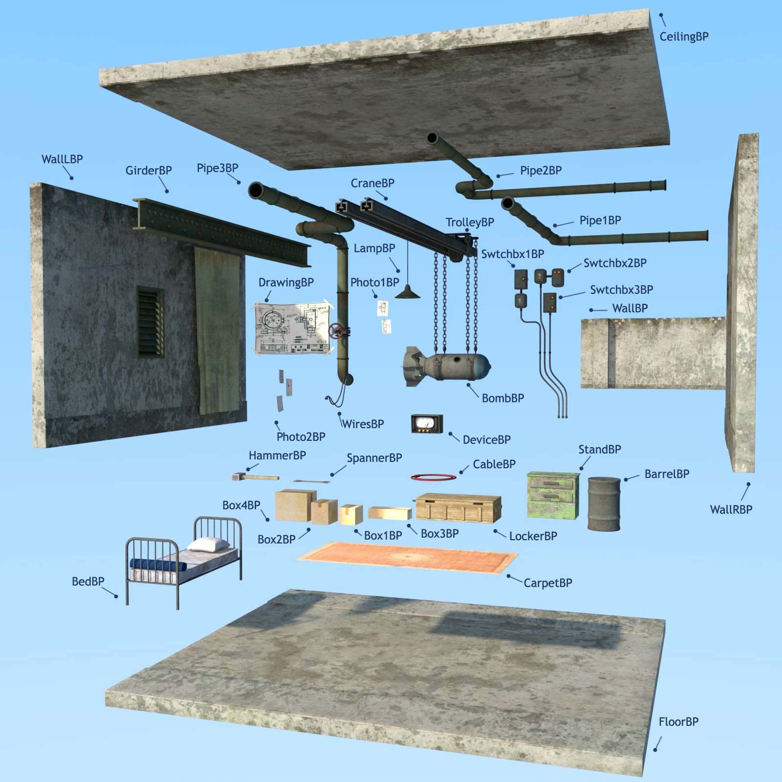 Bomb place set for Daz Studio by N/A
