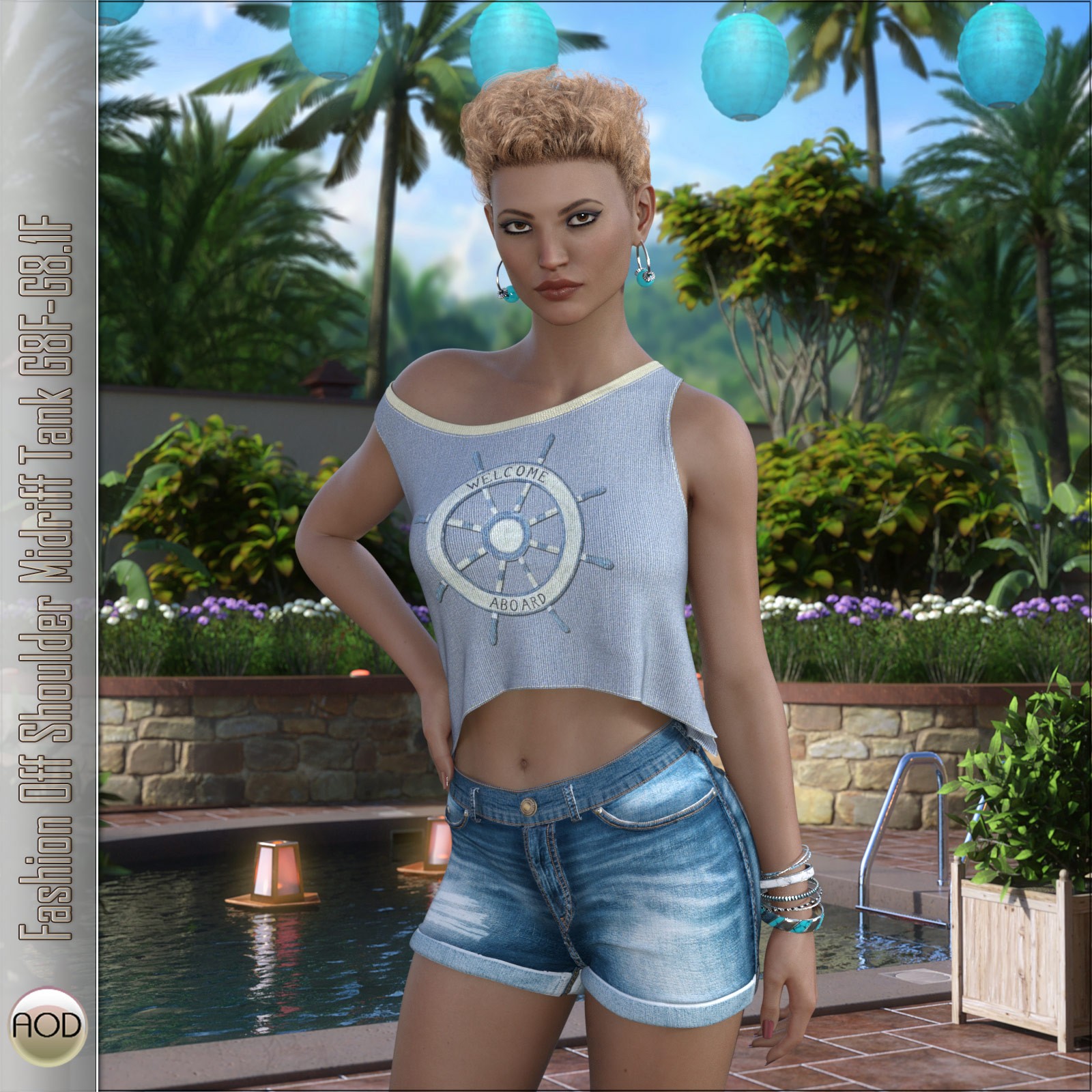 Fashion Off Shoulder Midriff Tank G8F-G8.1F by N/A