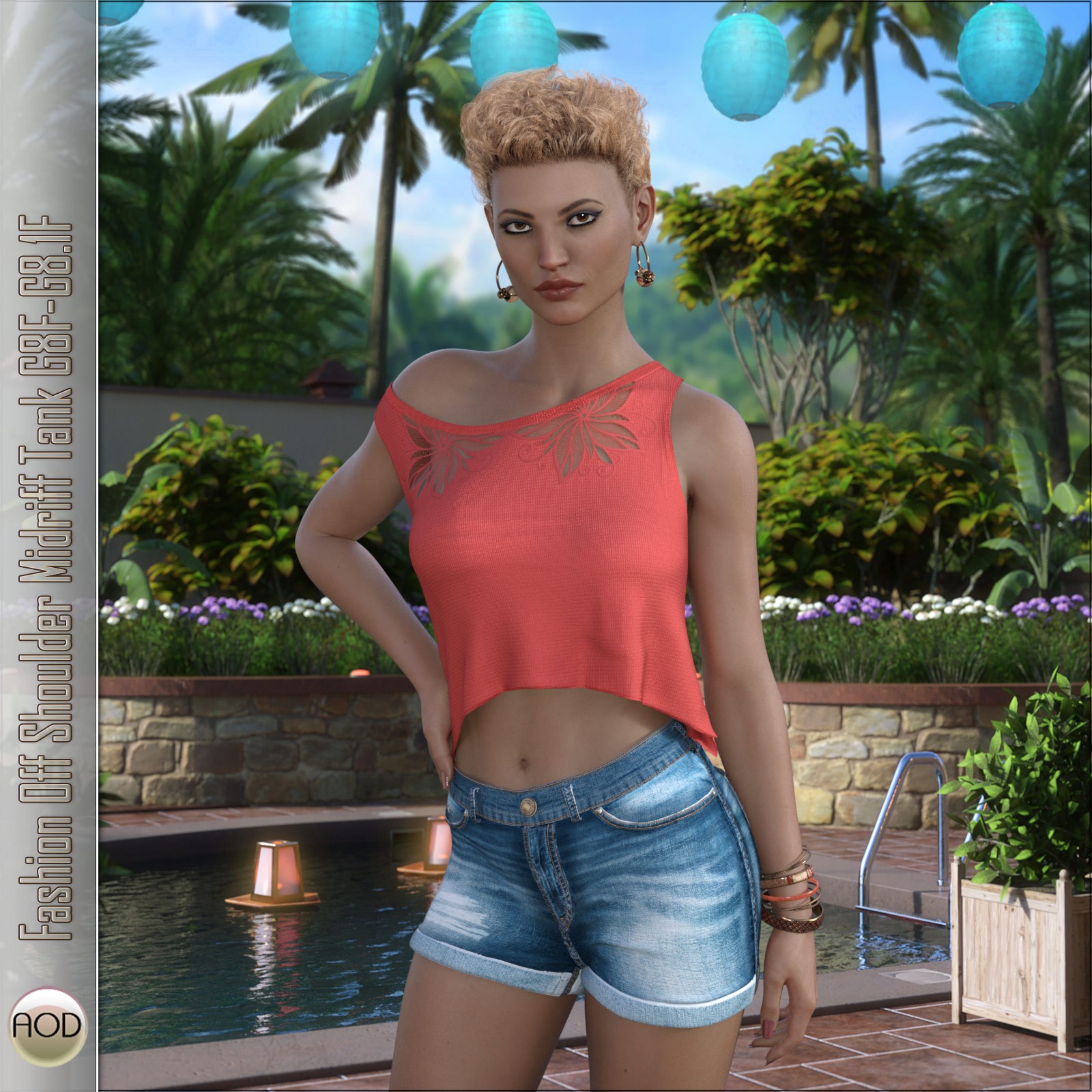 Fashion Off Shoulder Midriff Tank G8F-G8.1F by N/A