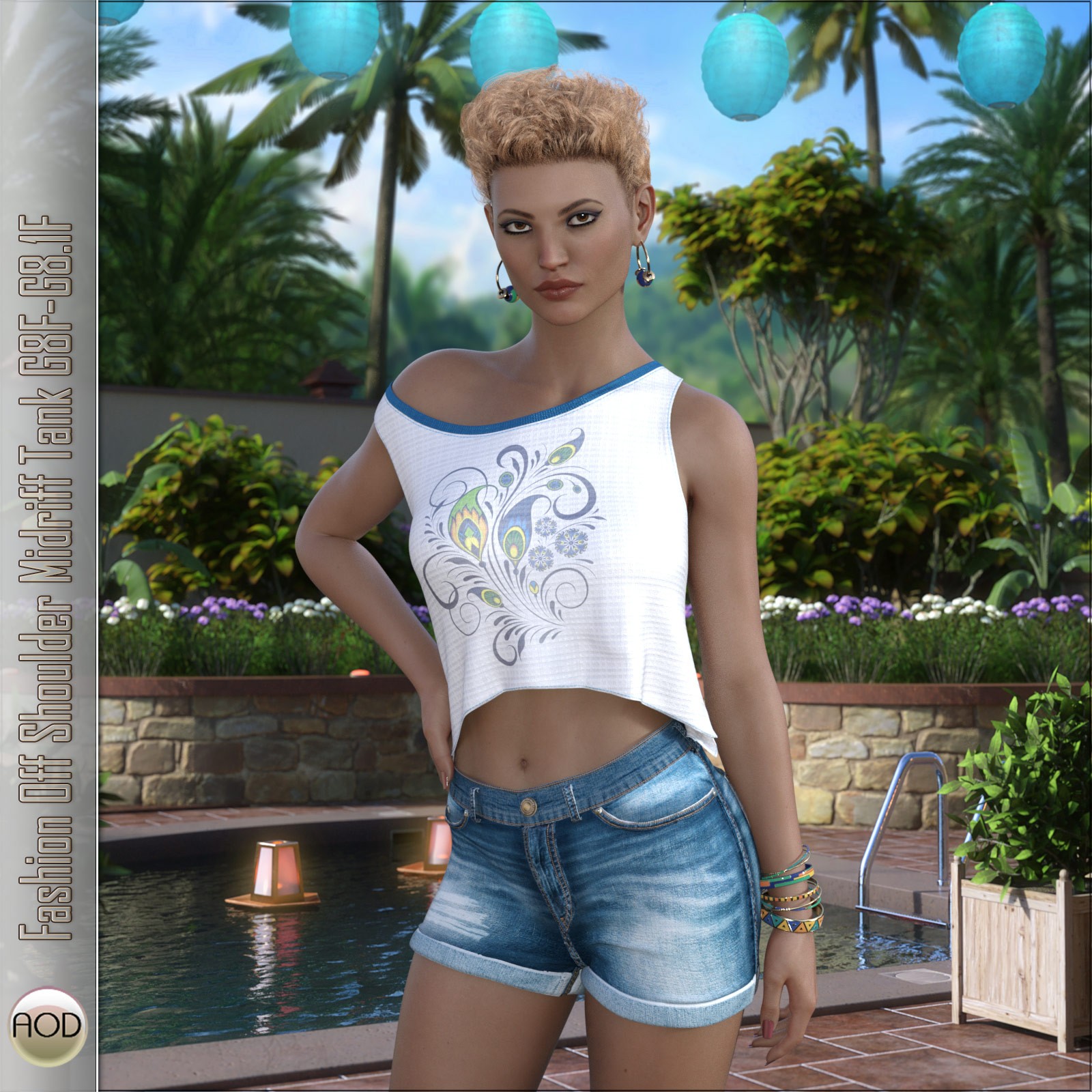 Fashion Off Shoulder Midriff Tank G8F-G8.1F by N/A