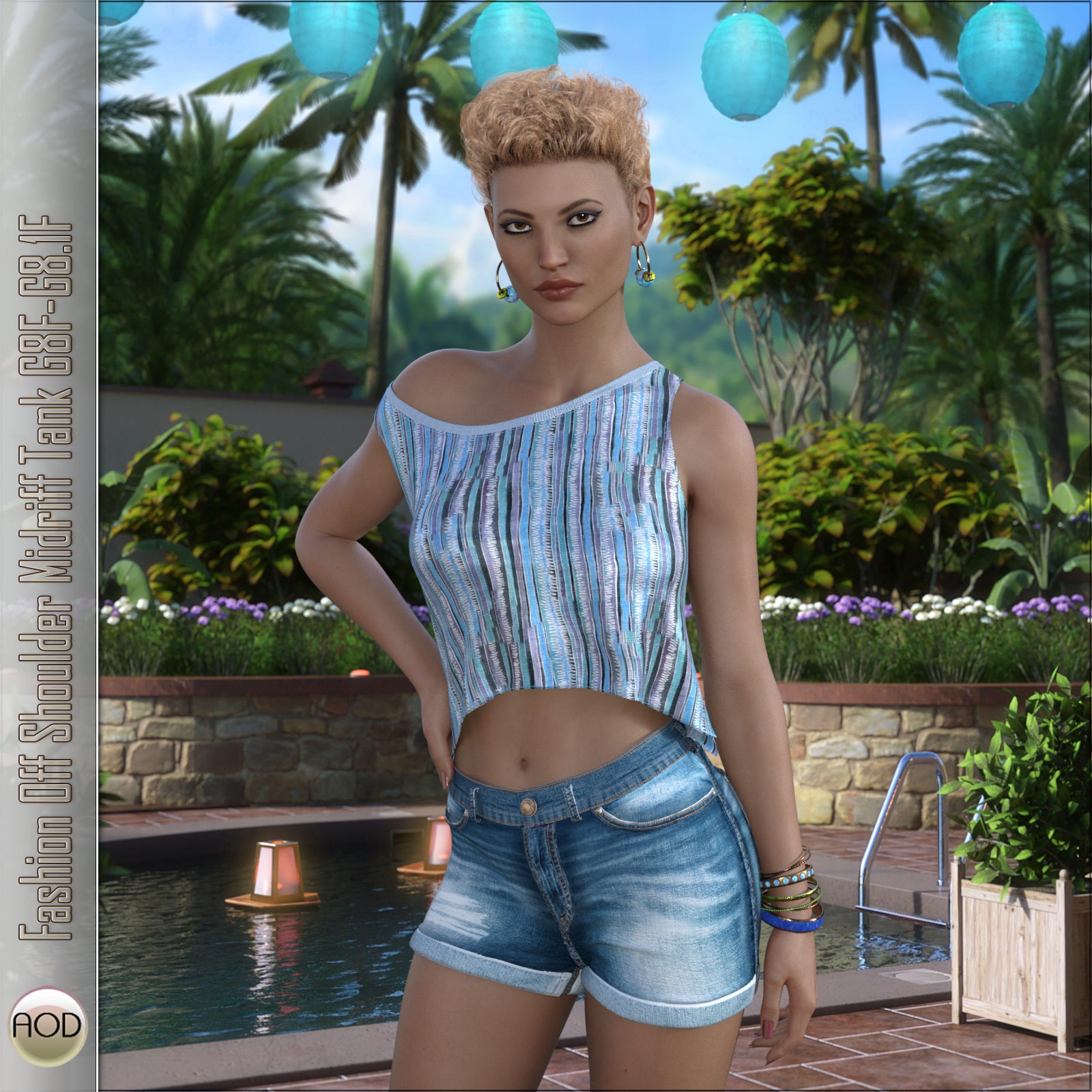 Fashion Off Shoulder Midriff Tank G8F-G8.1F by N/A