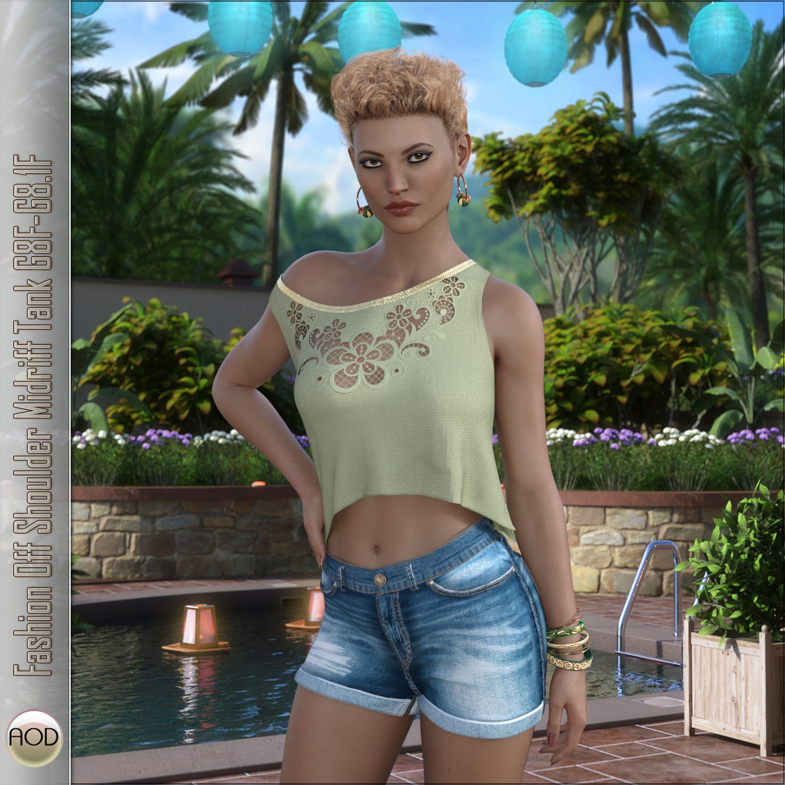 Fashion Off Shoulder Midriff Tank G8F-G8.1F by N/A