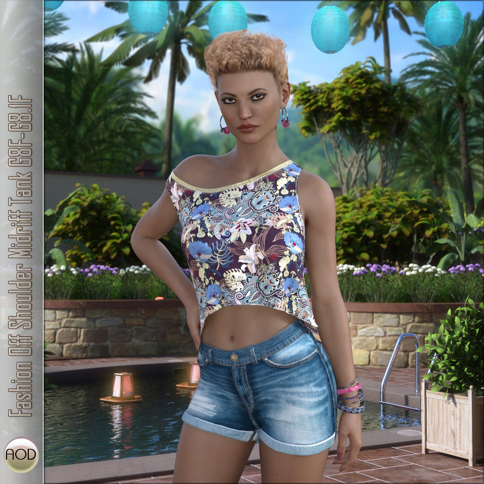 Fashion Off Shoulder Midriff Tank G8F-G8.1F by N/A