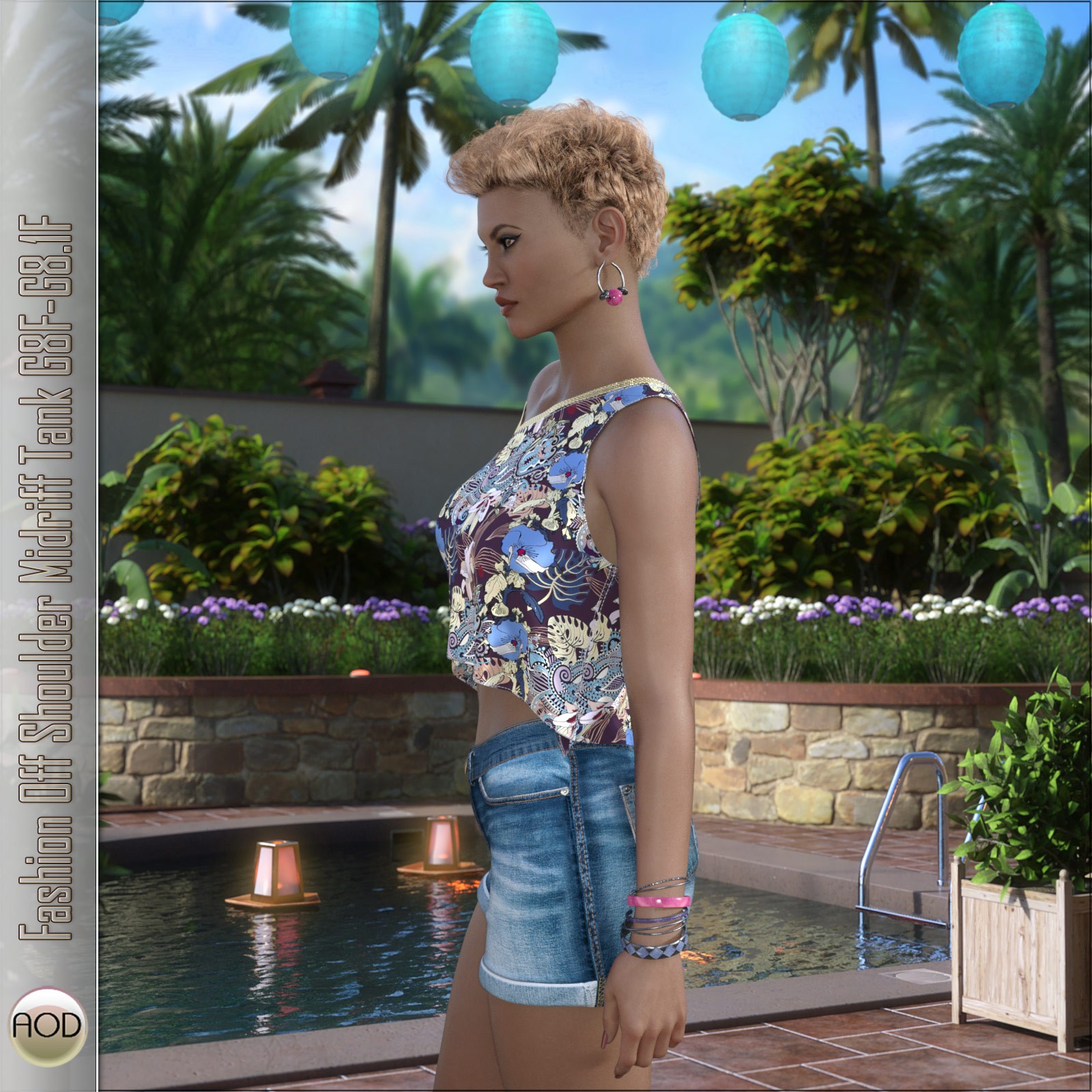 Fashion Off Shoulder Midriff Tank G8F-G8.1F by N/A