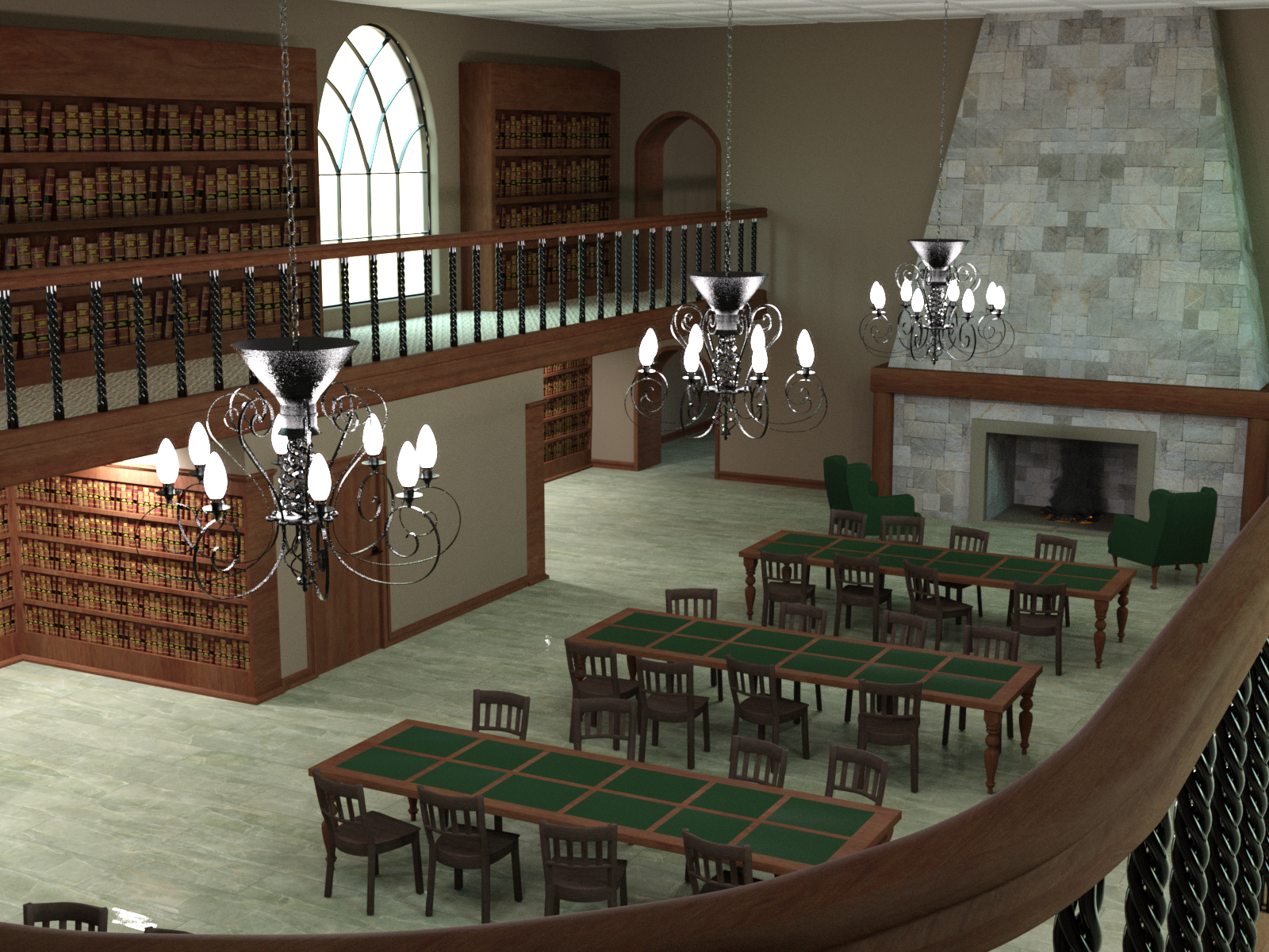 Two Floor Library Scene - Interior Only by N/A