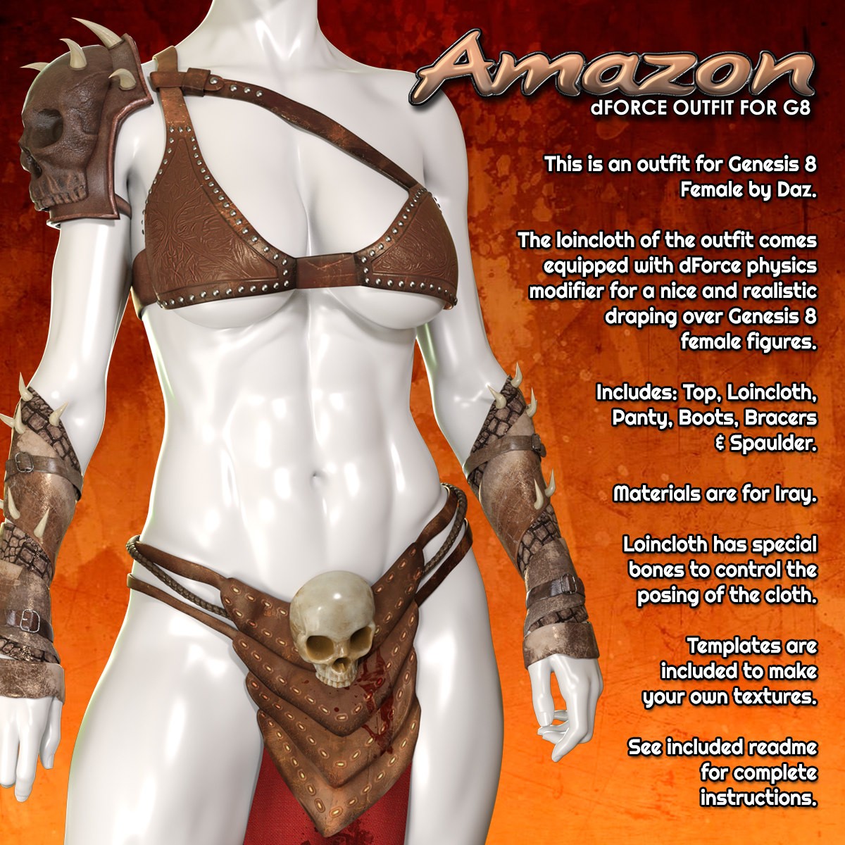 Exnem dForce Amazon Outfit for Genesis 8 Female by N/A