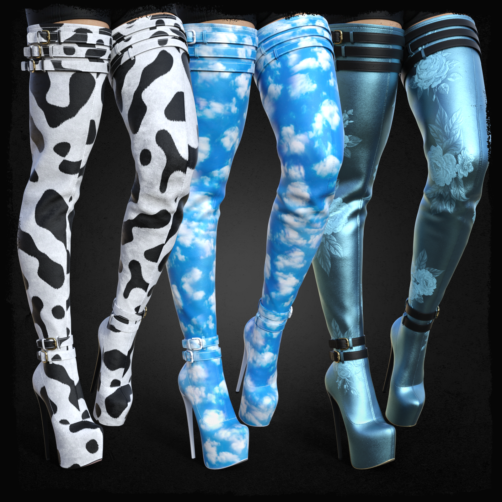 Material Expansion for Super Long Back Zipper Boots by N/A
