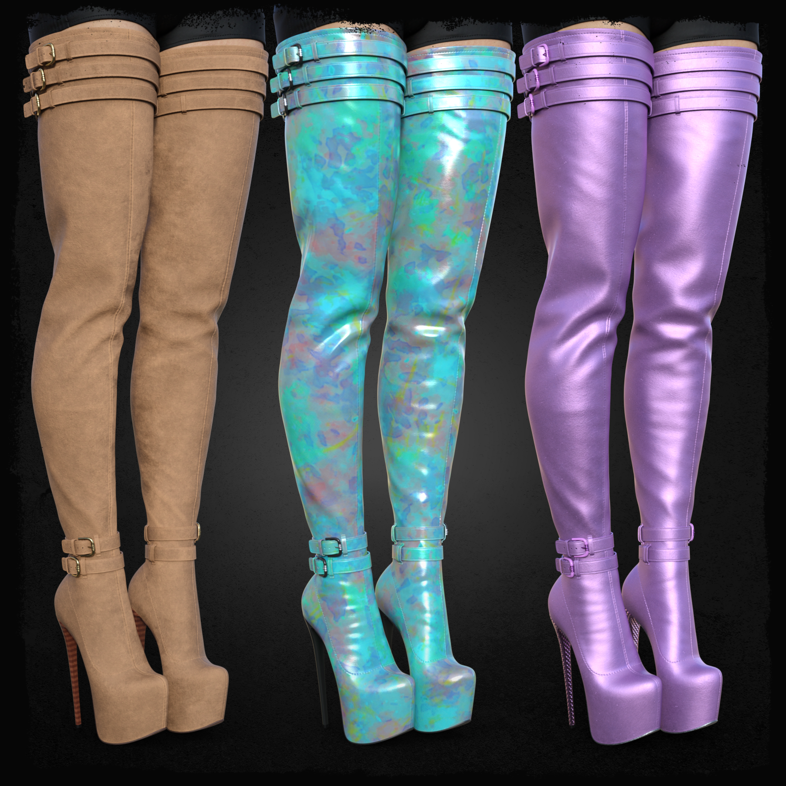 Material Expansion for Super Long Back Zipper Boots by N/A