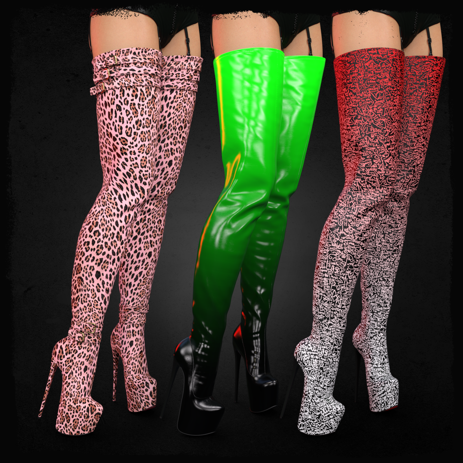 Material Expansion for Super Long Back Zipper Boots by N/A